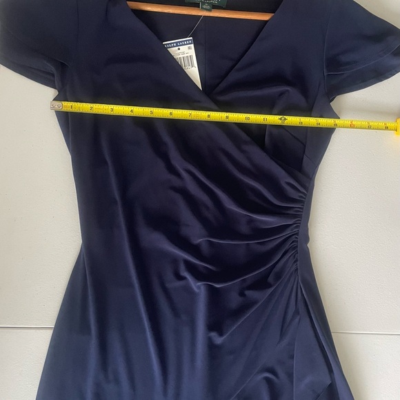 Lauren Ralph Lauren Navy Flutter Sleeve Ruched Dress | Size 0 | New With Tags - Picture 8 of 9